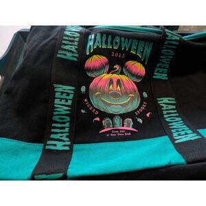 Disney Parks 2023 Halloween Mickey Mouse Pumpkin Glow in Dark Canvas Tote Bag